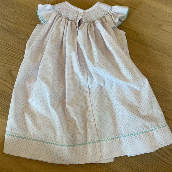 Southern Smocked Co Smocked Cottontail Bunnies Bishop Light Pink Tiny Dot 24M/2T - Picture 8 of 12